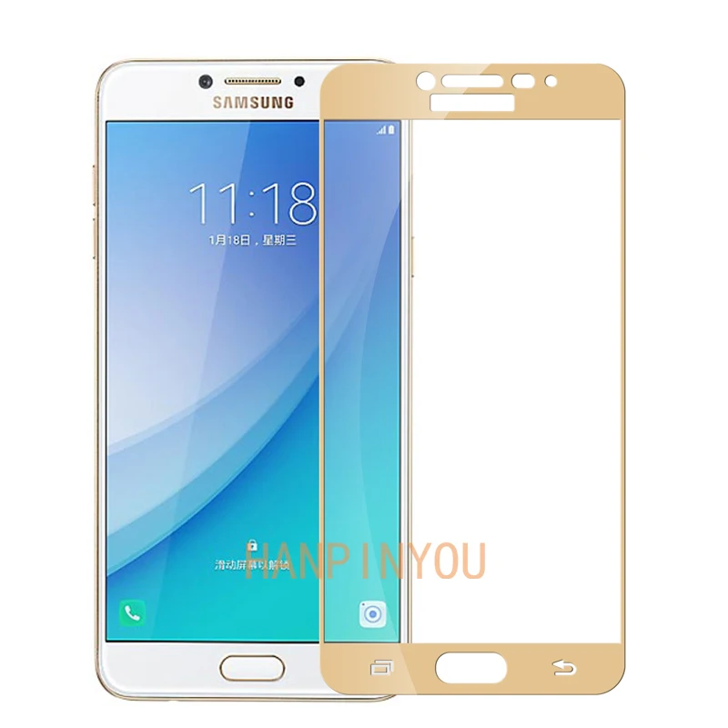 Защитная пленка для экрана Samsung Galaxy C7 Pro C7010 закаленное стекло с полным покрытием 5