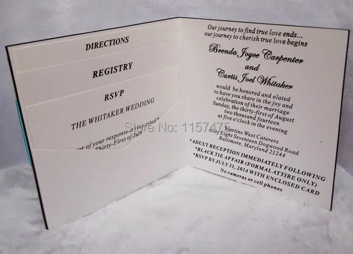 HI1065 черный и белый цвет приглашение на свадьбу карта с флокировкой перо павлина