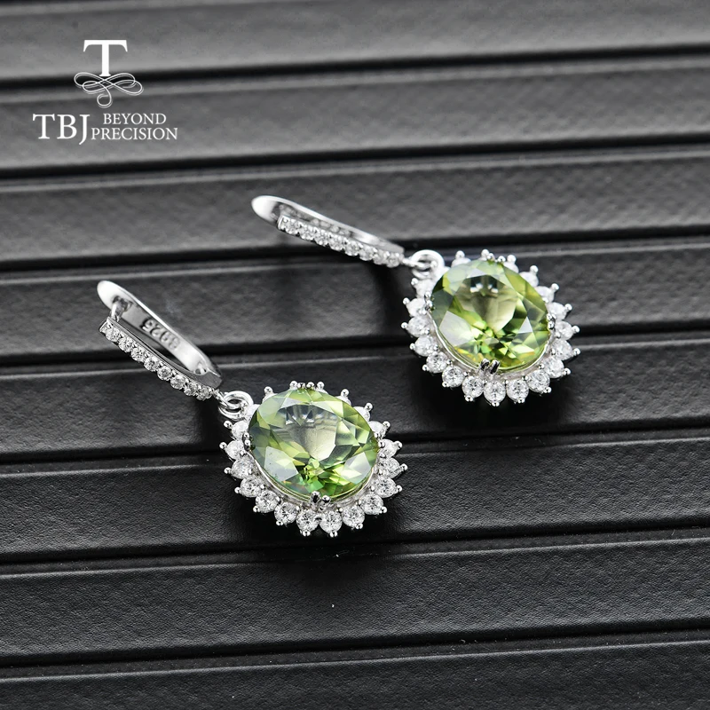 Женский комплект украшений TBJ кольцо с натуральным Перидотом и подвеска в виде