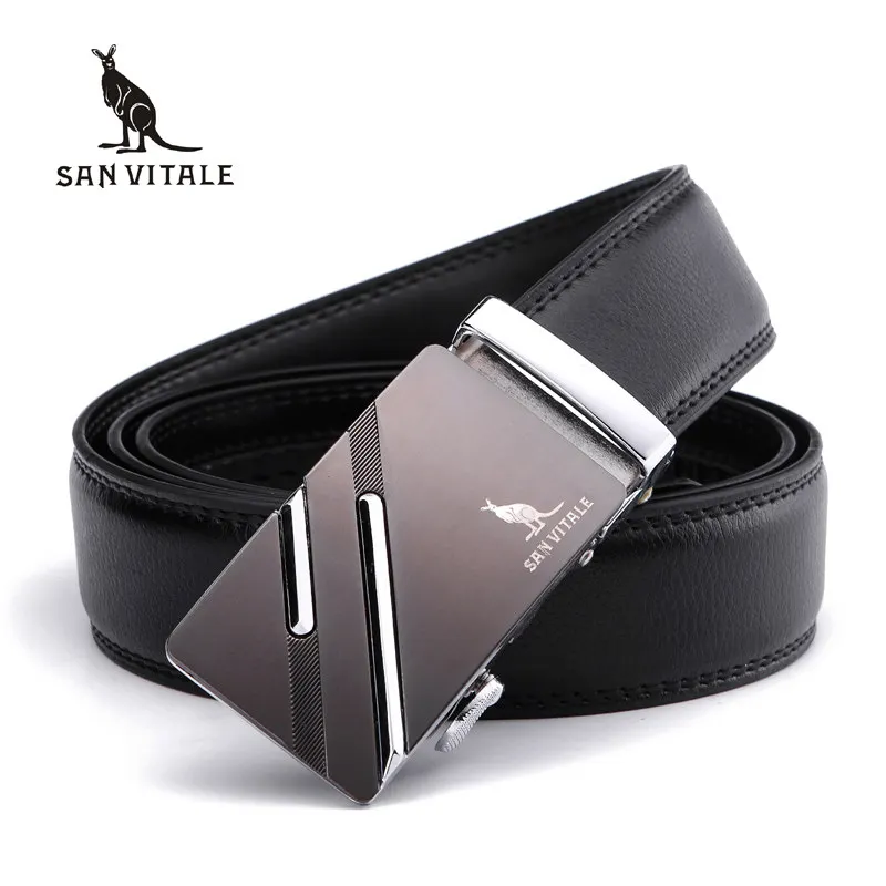 SV1504SBlack SAN VITALE мужские ремни из натуральной кожи Роскошный дизайнерский ремень мужской ремень для мужчин Автоматическая пряжка джинсы Cintos Masculinos Ceinture - Цвет: SV1504SBlack