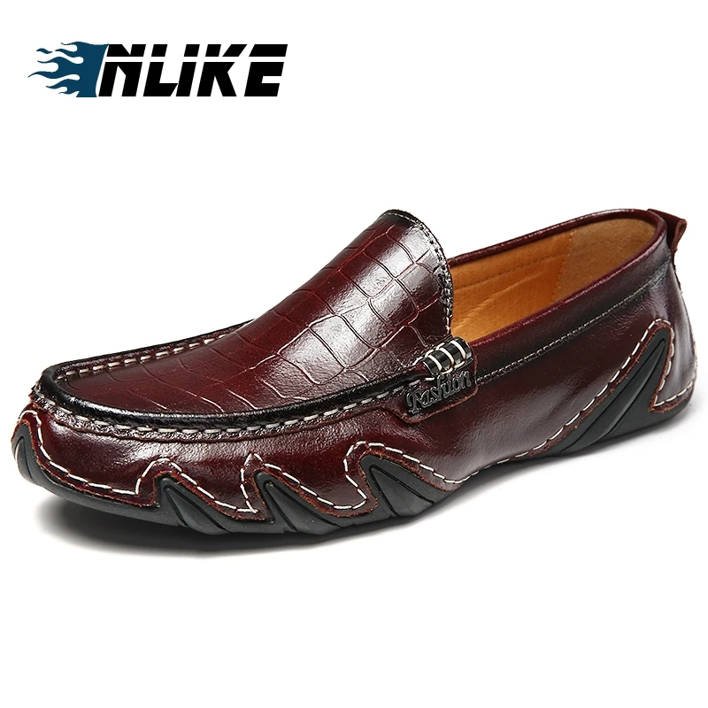 

INLIKE Men's Loafers Flats Driving Doug Shoes Slip-On Spring Leather Men Flat Genuine Comfortable Casual Light Dress Formal