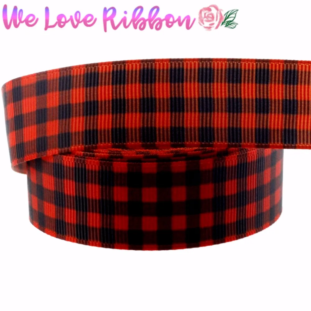7/8 &quot22 мм геометрические серии черный и красный проверить печатных Grosgrain ленты DIY