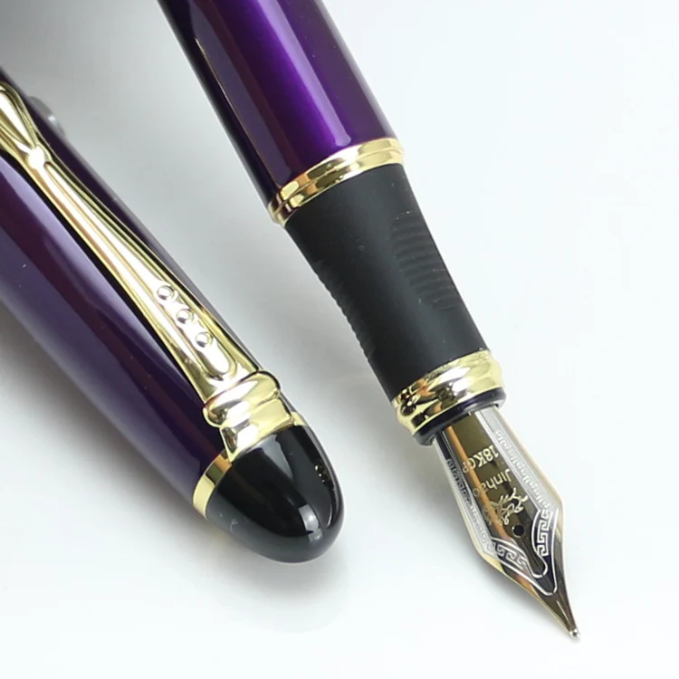 Jinhao X450 перьевая ручка 18KGP перо с широким основанием фиолетового и золотого цвета