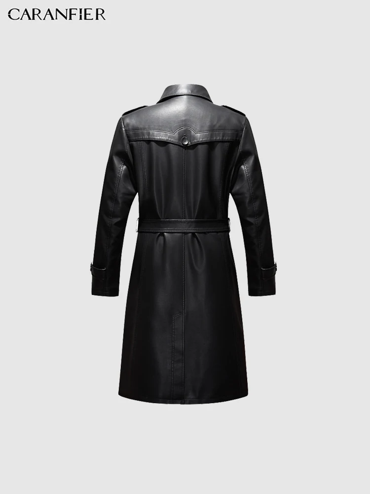 Мужские куртки CARANFIER из натуральной кожи пальто овчины высококачественный Тренч