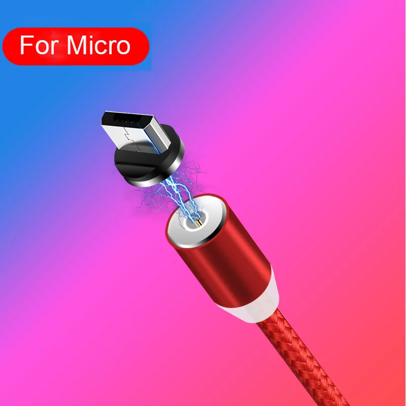 Red For Micro 2 м Магнитный светодиодный светильник кабель для iPhone 6 6s 7 8 Plus X XS Max USB Micro type-C Быстрая зарядка для samsung S9 Xiaomi Android зарядное устройство - Цвет: Red For Micro