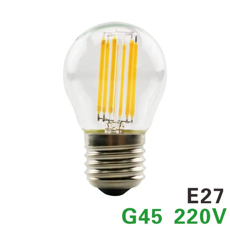 G45 E27 Светодиодная лампа LARZI E27 E14 2 Вт 4 Вт 6 Вт 8 Вт винтажная лампа Эдисона A60 ST64 C35 G95 G125 AC220V светильник из прозрачного стекла с нитью накаливания ретро лампы - Испускаемый цвет: G45 E27