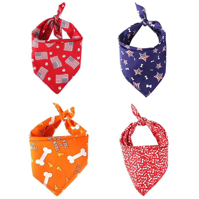 

Pet Dog Bandana Scarf Washable And Reusable Dog Bibs Double Sides Patterns Wearable Grooming Accessories