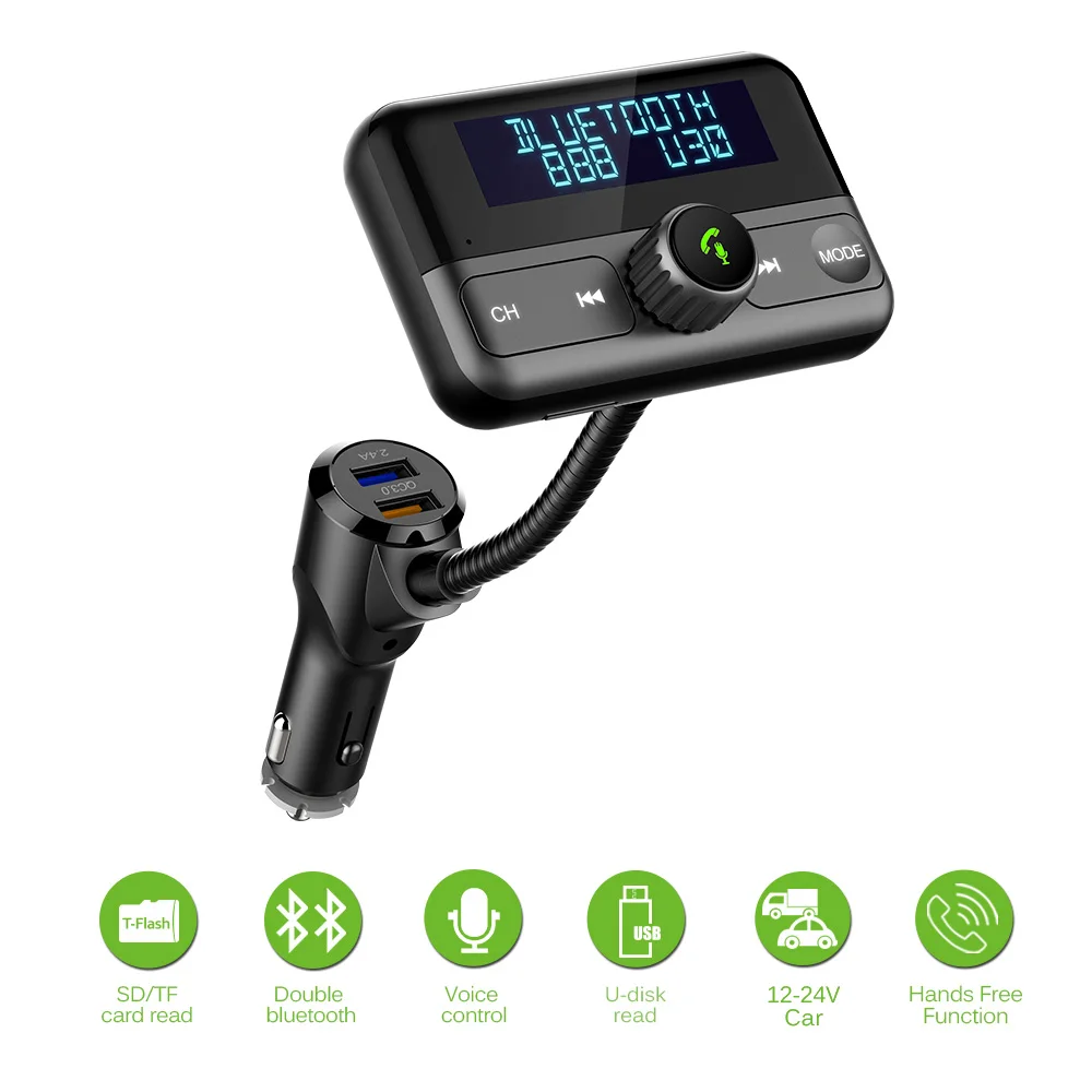 Автомобильный двойной Bluetooth IC mp3 плеер USB FM передатчик автомобильный QC3.0 зарядное