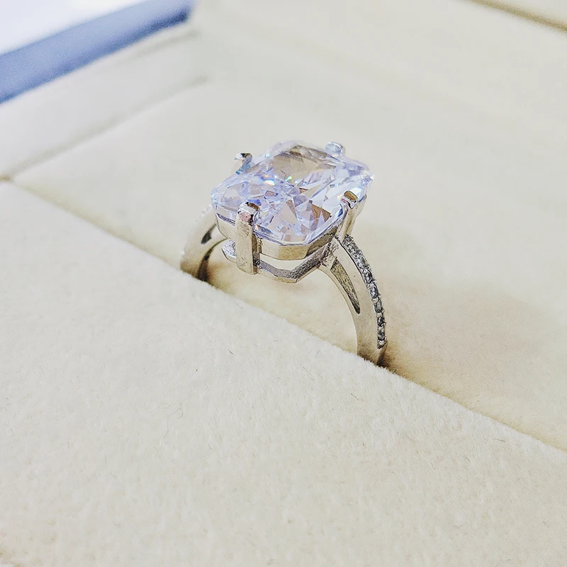 2021 New Luxury Radiant 925 Sterling Silver Engagement Ring For Women Lady Anniversary Gift Jewelry Wholesale R5339S | Украшения и