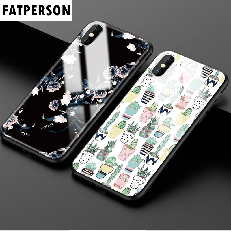 Акварельный чехол из закаленного стекла для телефона iphone 5 6 7 8 6s цветной цветок