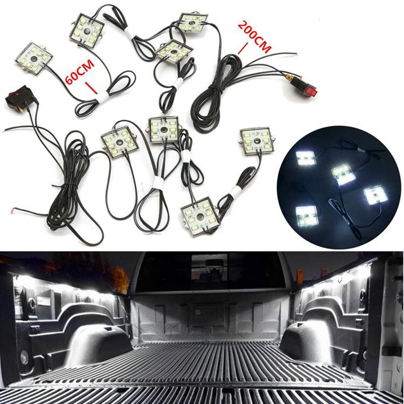 

8Pcs LED Lights Truck Bed Lighting Kit with 48 SMD LEDs Light Waterproof for RV Boat Cargo Pickup Bed For Toyota Tundra Pickup