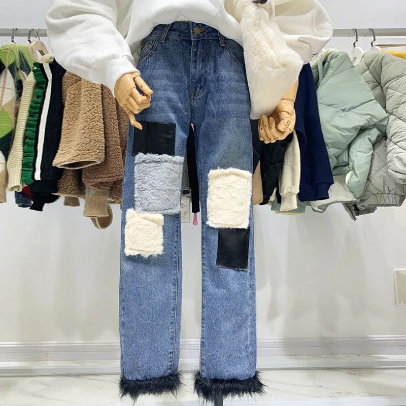 2018 New Autumn Appliques Wide Leg Pants Women Vogue Trousers Korean Style Female Casual Loose Jeans All Match Pantalon Femme | Женская