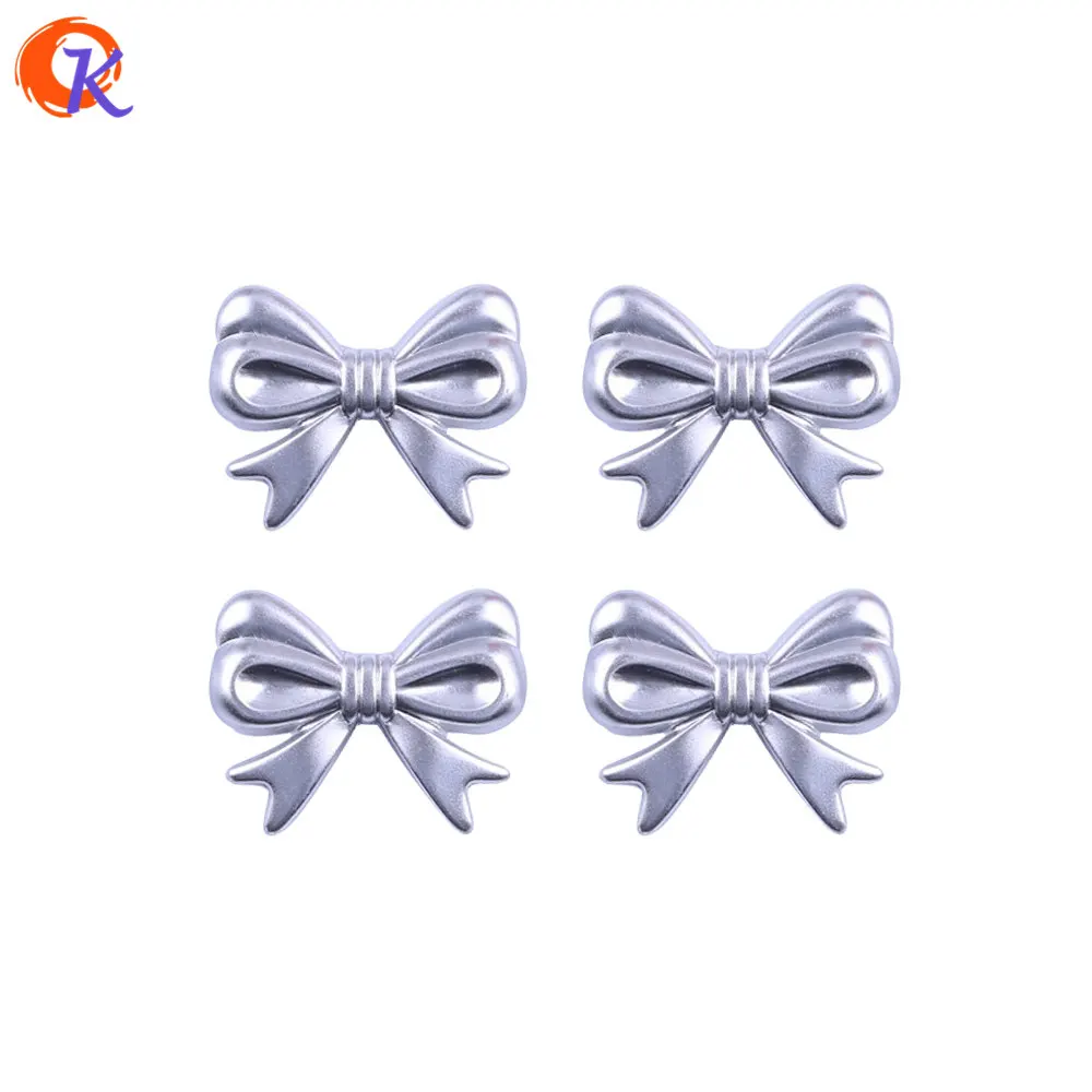 Silver 46x36 мм амулеты ювелирные изделия аксессуары 60 шт./лот акриловые бант бусины узел для моды детей ручной работы изготовление браслета ожерелья - Цвет: Silver
