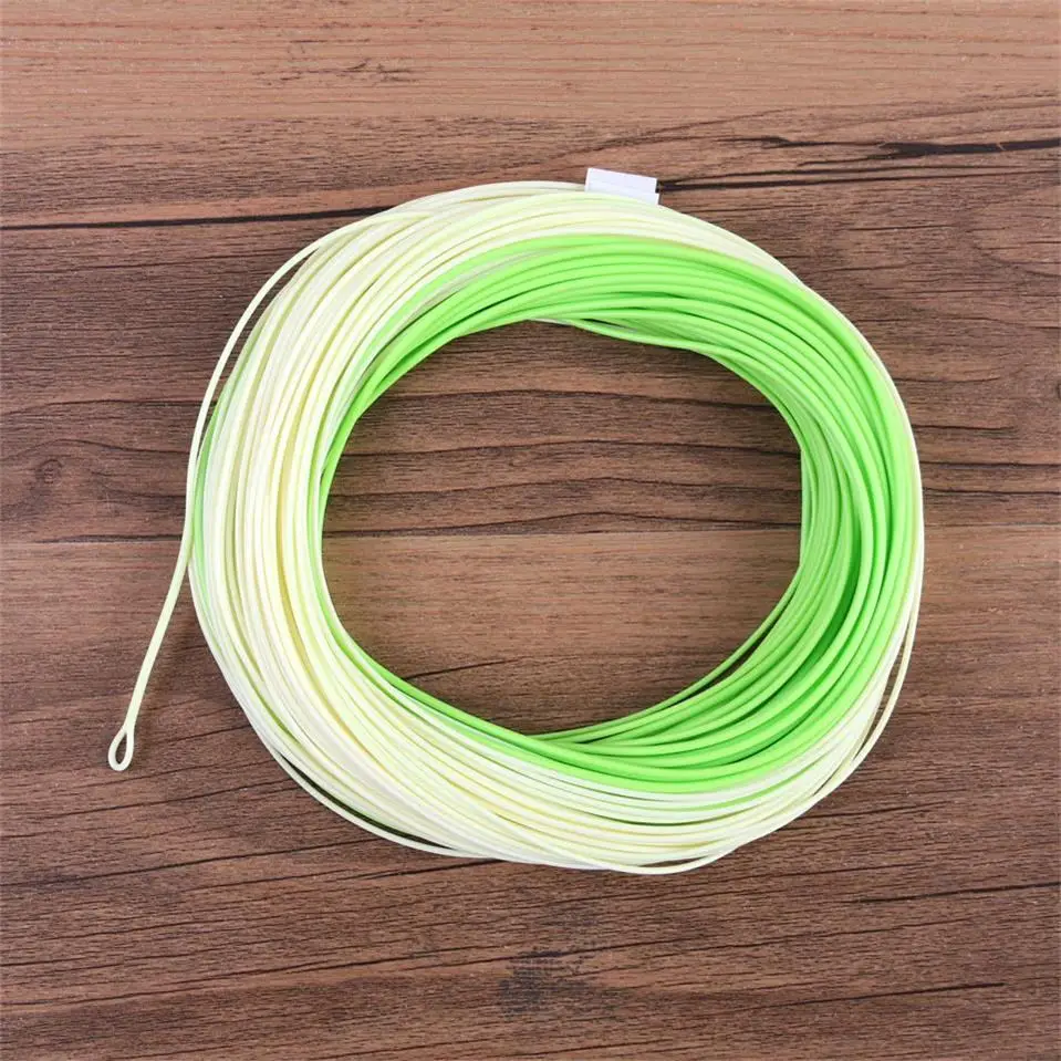 Maximumcatch 100FT двойной цвет Fly Line WF плавающий с двумя сварными петлями - Цвет: Lvory and Chartreuse