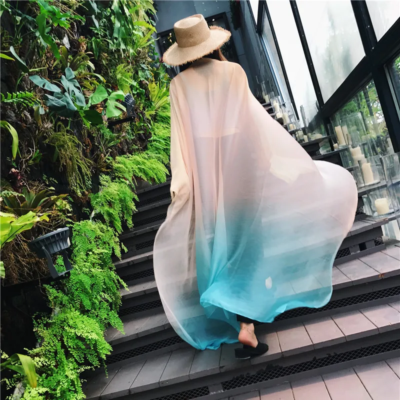 Роскошный брендовый шелковый шарф с градиентом для женщин на лето 2019 мягкие