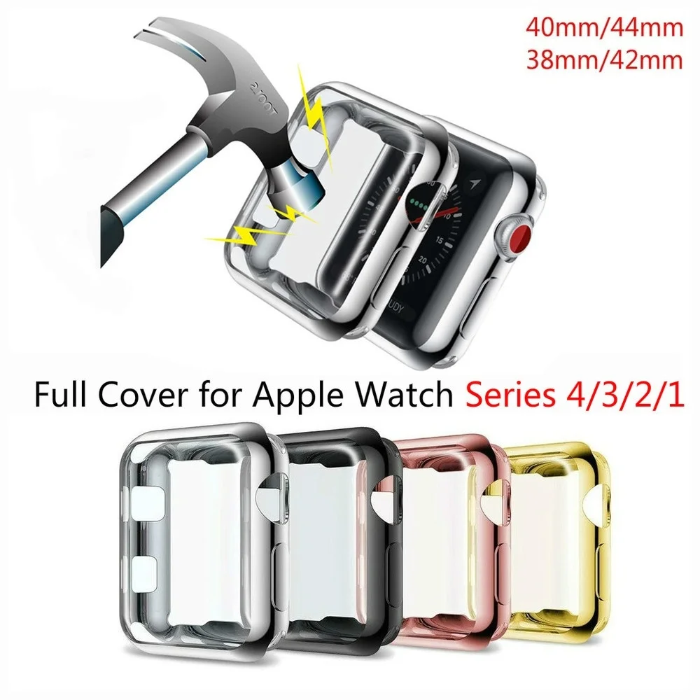 Защитный чехол для Apple Watch 4/3/2/1 38 мм 42 мягкий ТПУ ультра тонкий HD Прозрачный iWatch 4 44