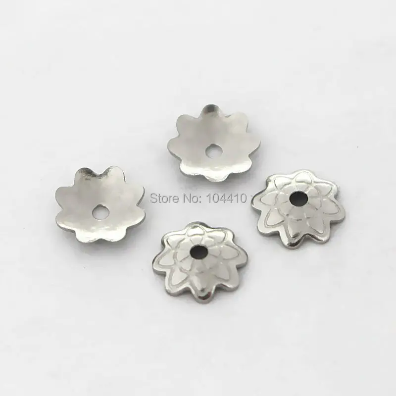 Бусины из нержавеющей стали в форме цветка 7 мм|bead caps|flower bead capssilver tone |