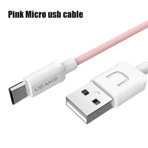 pink Адаптер для мобильных телефонов USAMS кабель Micro USB для телефона Android быстрое зарядное устройство usb-кабель для samsung Xiaomi LG htc Microusb кабель для передачи данных - Цвет: pink