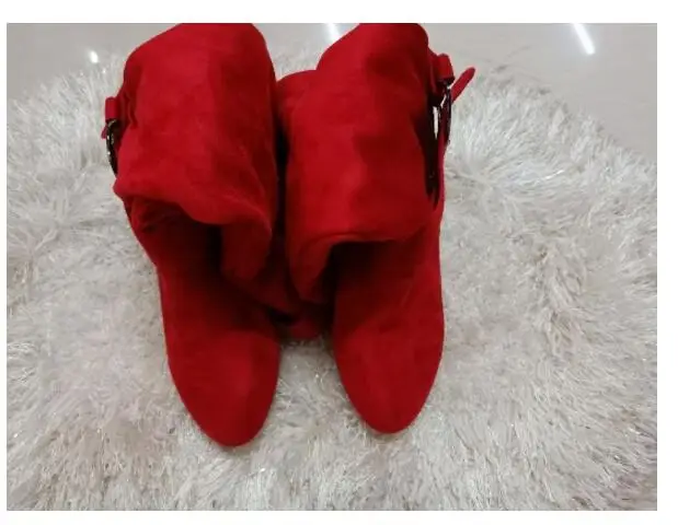 Женские сапоги до колена JOKSD модные осенне-зимние из искусственной замши на