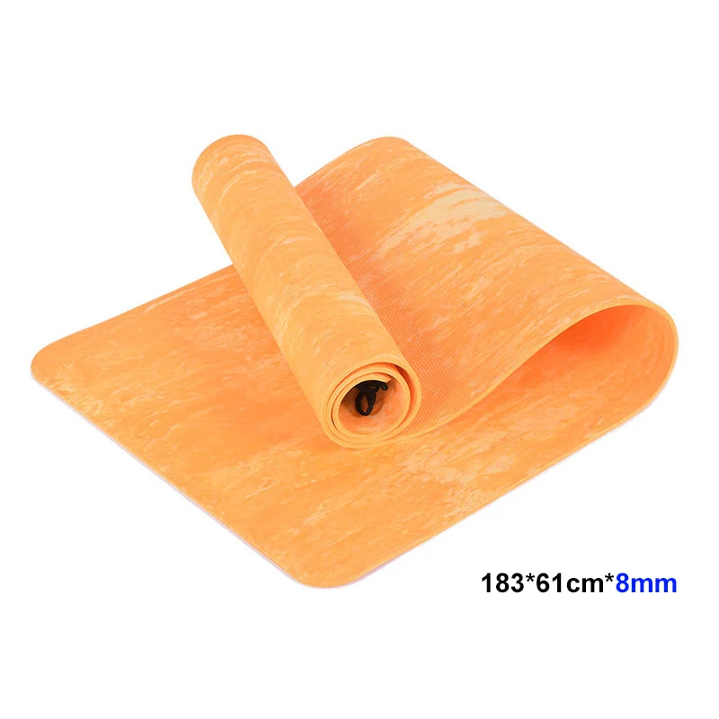 8mm orange Камуфляжный Коврик для йоги 6 мм/8 мм TPE безвкусный Экологичный коврик для фитнеса и йоги нескользящий для упражнений, йоги и пилатеса - Цвет: 8mm orange