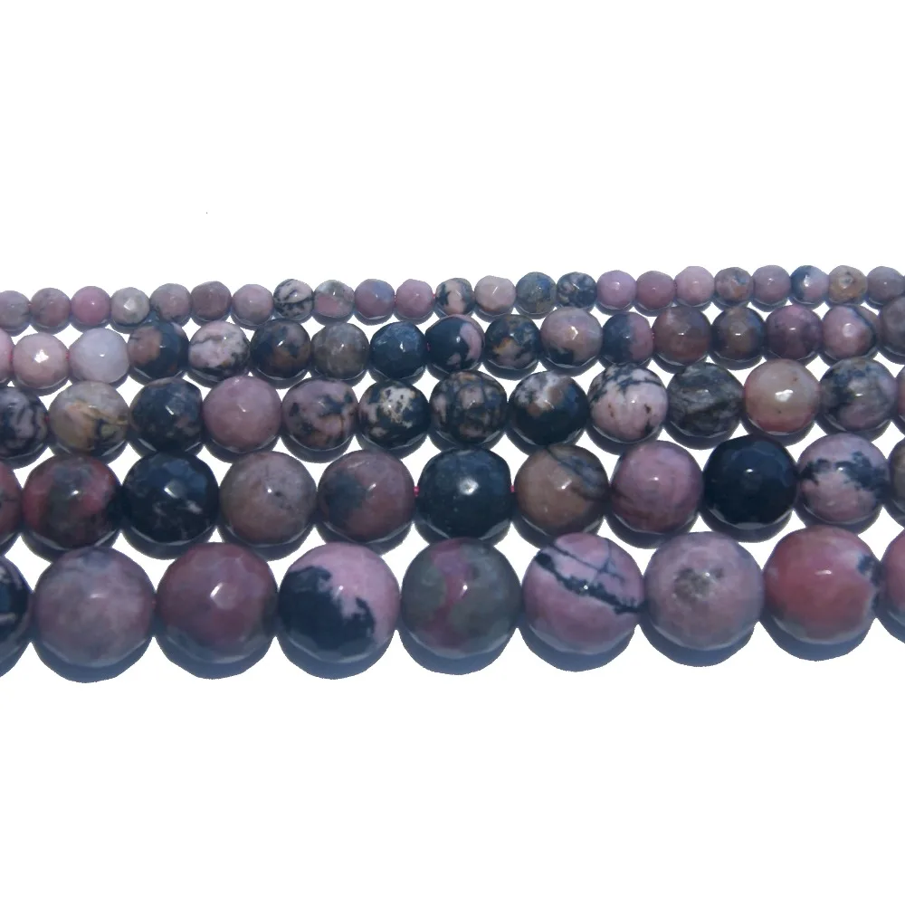 Faceted Natural Stone Black Lace Rhodonite Beads 4 6 8 10 12 MM Pick Size For Jewelry Making Charm DIY Bracelet Necklace | Украшения и