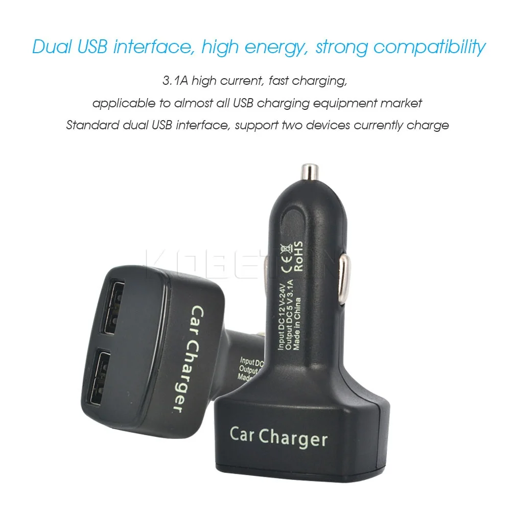 Автомобильное зарядное устройство kebidu с двумя usb-портами 5 в пост. Тока 3 1 а