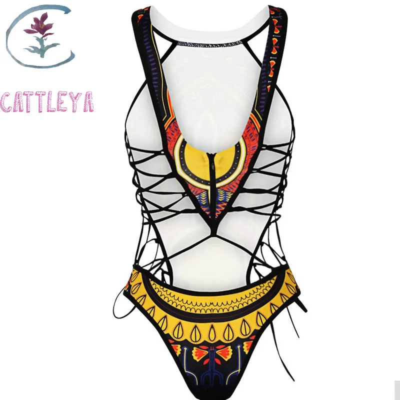 CATTLEYA Африканский Цельный купальник 2018 Дашики женский с рисунком трикини высоким