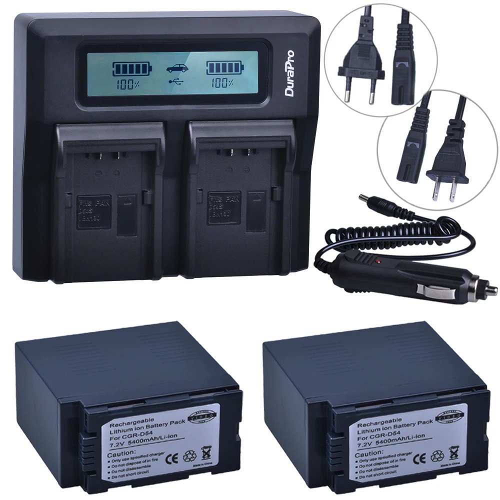 

2 X 5400mAh CGA-D54 CGA D54 D54S Bateria +Ultra Fast LCD Dual Charger for Panasonic CGA-D54S CGA-D220 CGA-D320 CGA-D54 Battery