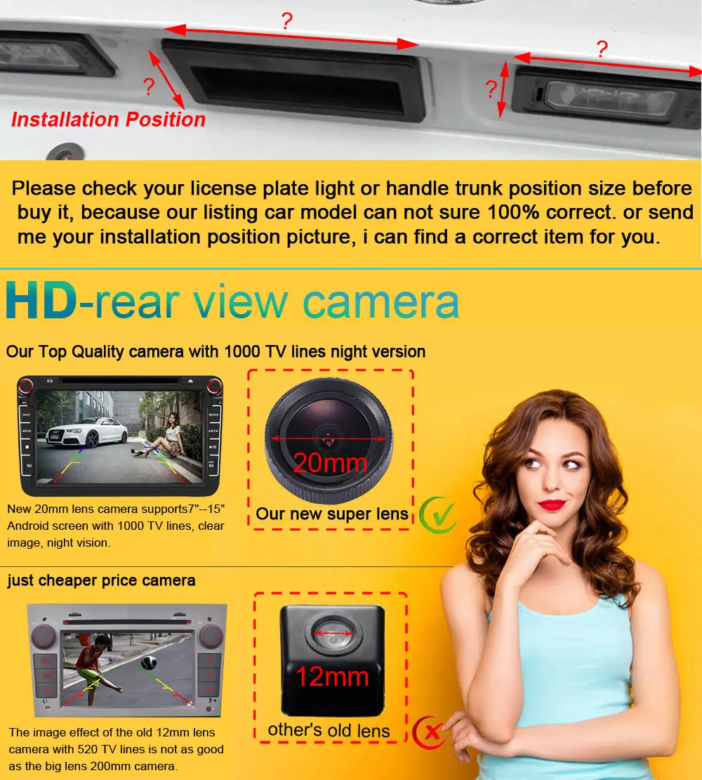 Камера заднего вида HD CCD с ночным видением 1280*720 пикселей 20 мм для Kia K2 Rio 3 UB pride sedan