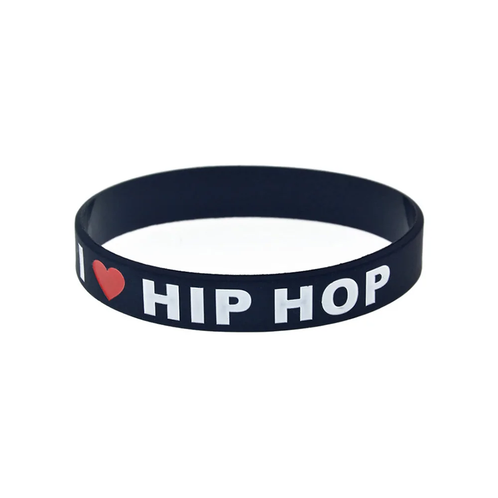 1 шт. ансамбль &quotI Love Hip Hop&quot Силиконовый браслет Черный и белый для фанатов
