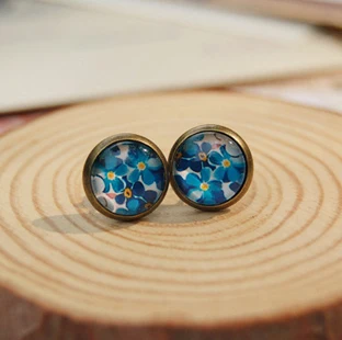 12 парт/лот Винтажные серьги-гвоздики с цветами стильные серьги цветочным принтом