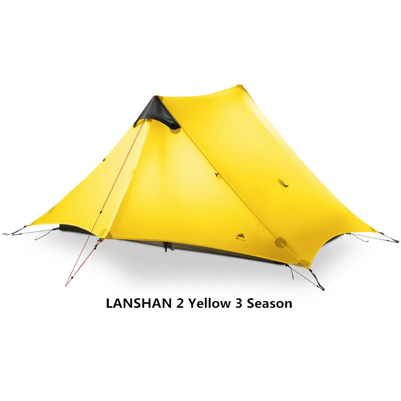 Yellow 2P 3 Season LanShan 2 3F UL GEAR 2 человека Открытый Сверхлегкий кемпинговый тент 3 сезона Профессиональный 15D Silnylon бескаркасная палатка 4 сезона - Цвет: Yellow 2P 3 Season