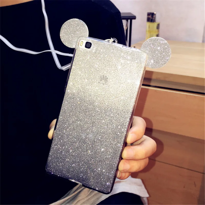 3D блеск Минни уши Микки-Мауса мягкий чехол из ТПУ с принтом &quotдля huawei P20 PRO P8 P9 Lite