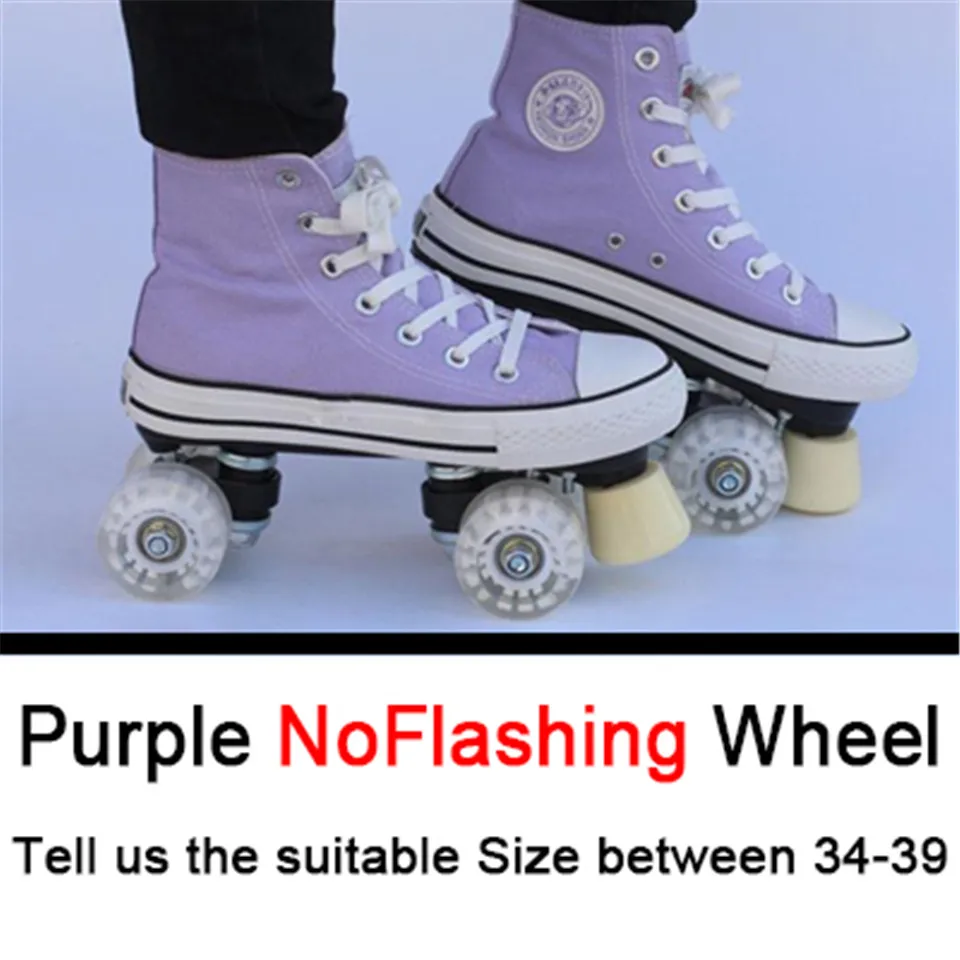 purple PU no flashin Профессиональные детские двойные роликовые коньки холщовые одноцветные скейт обувь для детей две линии мигающие колеса Patines унисекс Adulto IB101 - Цвет: purple PU no flashin