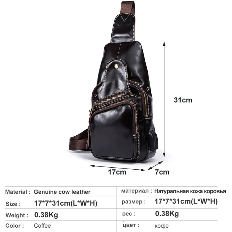 Нагрудная сумка WESTAL из натуральной кожи для мужчин модный дизайнерский