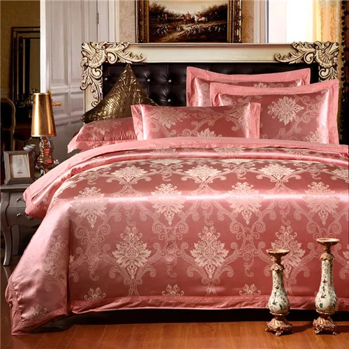queen King size 4/6 шт. элитное постельное белье Комплект постельного белья из шелка и сатина жаккардовое постельное белье, покрывало на кровать, простыни постельное покрывало - Цвет: 15