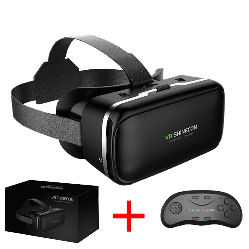 Bundle 4 VR Shinecon 6,0 Виртуальная реальность 3D очки картонный шлем для 4,3-6,0 дюймового смартфона с беспроводным контроллером - Цвет: Bundle 4