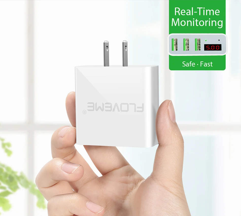 FLOVEME 5V3A светодио дный Дисплей 3 Порты USB Зарядное устройство для iPhone X Xs Макс Универсальный быстрой зарядки мобильного телефона Зарядное устройство для xiaomi huawei usb charger зарядка для телефона