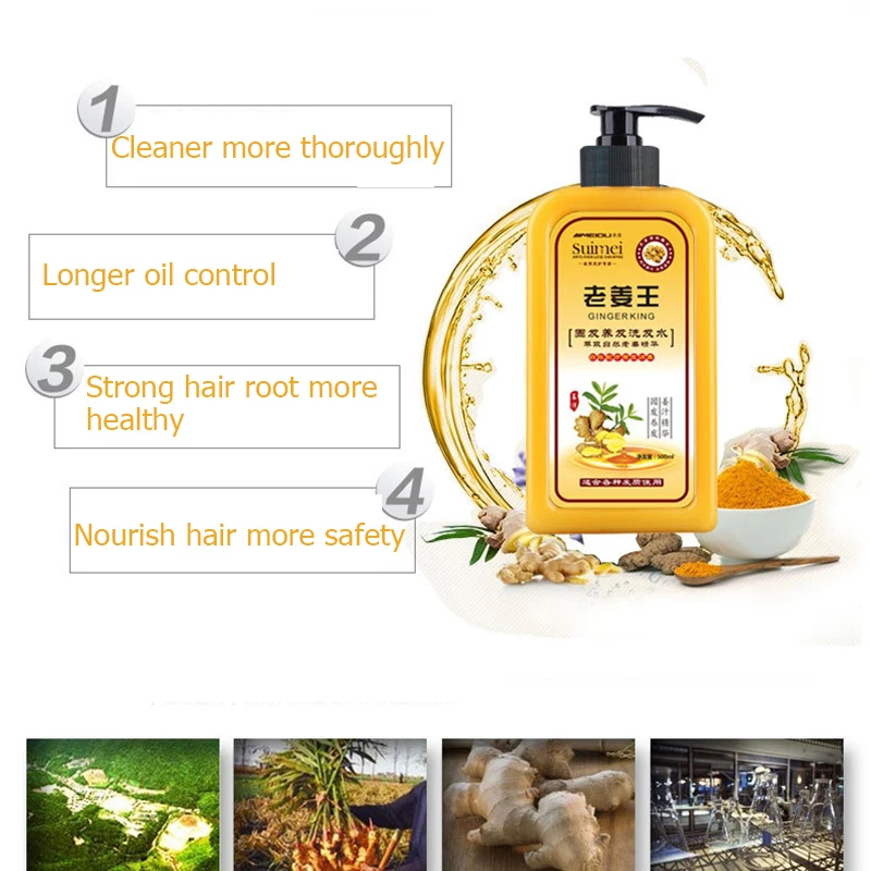 

Ginger Juice Anti-hair Loss Shampoo Hair Loss Products Against Dandruff Itching Oil Control Dense Hair Growth Solution 500ml