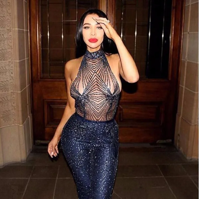 Slaygirl клубный сетчатый Облегающий комбинезон с блестками, Осенний сексуальный комбинезон, женский комбинезон с открытой спиной, Комбинезоны для женщин, элегантный