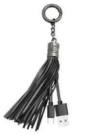 Black Модный брелок для ключей с кисточкой Micro USB кабель для Android для iPh 6 7 8 Быстрая зарядка и синхронизация данных кабель для huawei 2.0A - Цвет: Black