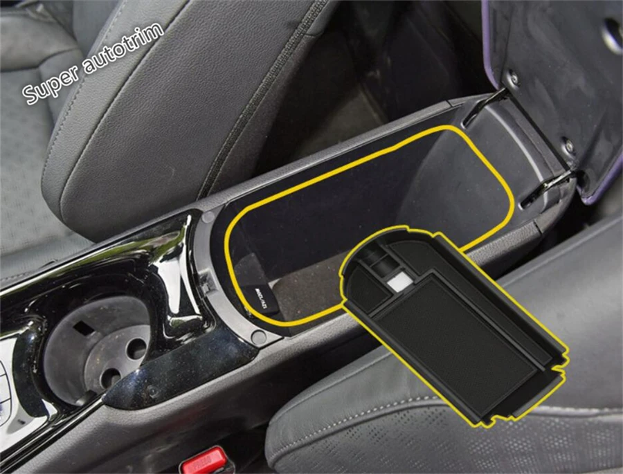 

Lapetus Storage Pallet Armrest Container Box Frame Cover Trim Interior Fit For Toyota C-HR CHR 2016 - 2021 Plastic Black