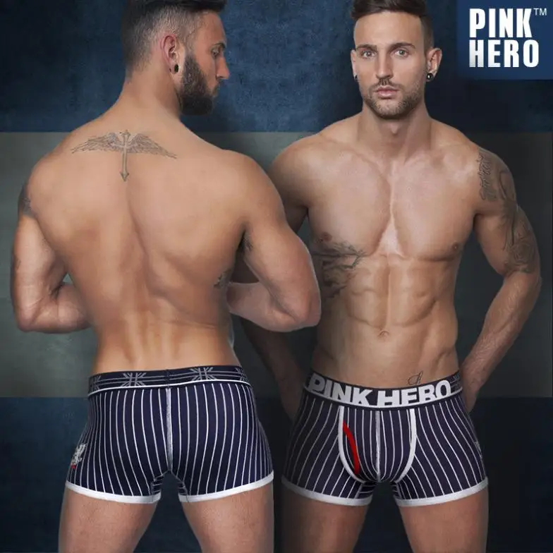 

new brand Australia pink hero British fashion striped Lycra cotton men underwear nice looking men boxers