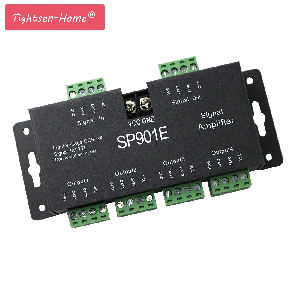 SP901E LED Signal Amplifier controller SPI output signal 4 control group Amplifier for WS2811 SK6812 APA102 DMX512 STRIP MODULE