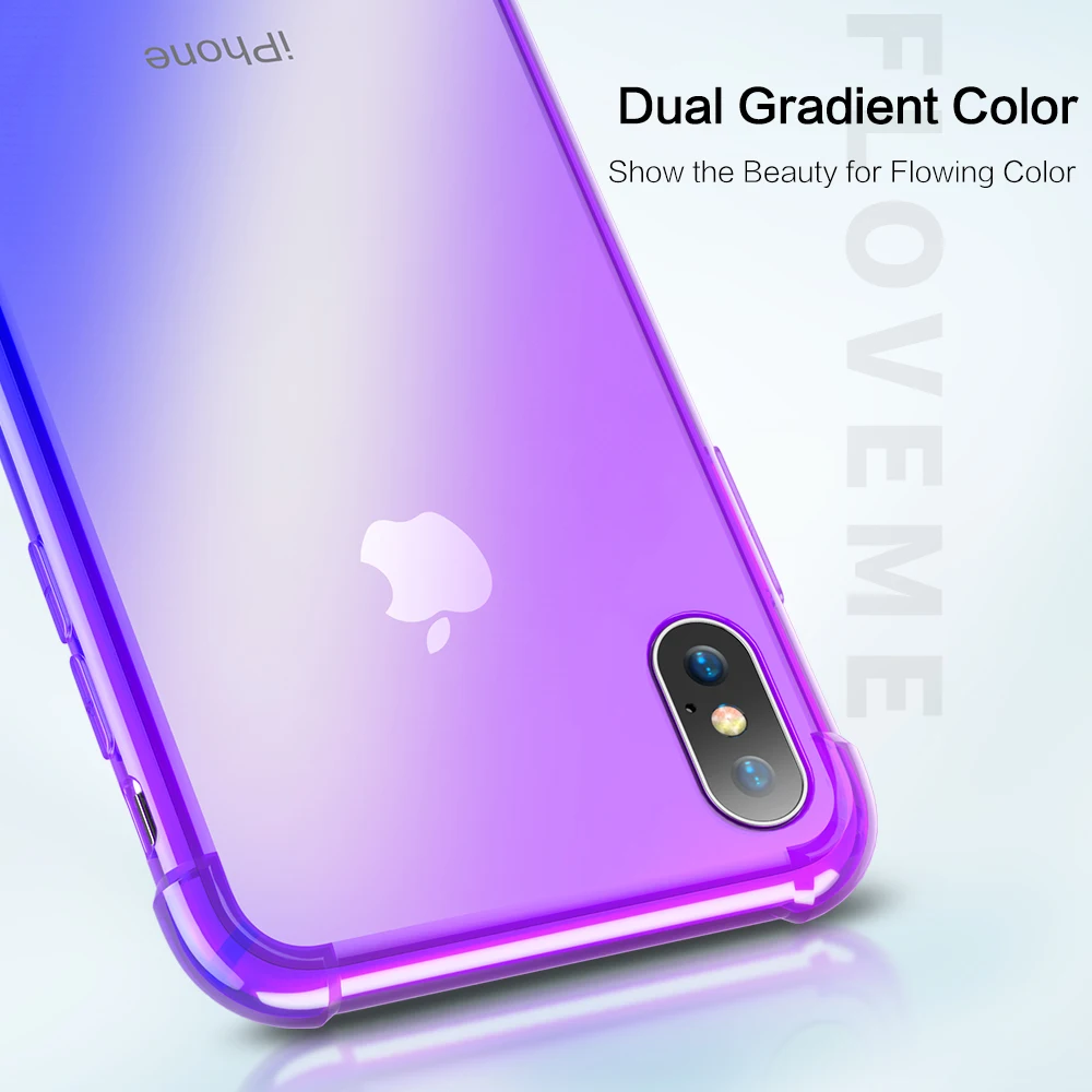 Мягкий силиконовый чехол FLOVEME из ТПУ для Apple iPhone X 10 антидетонационный Прозрачный