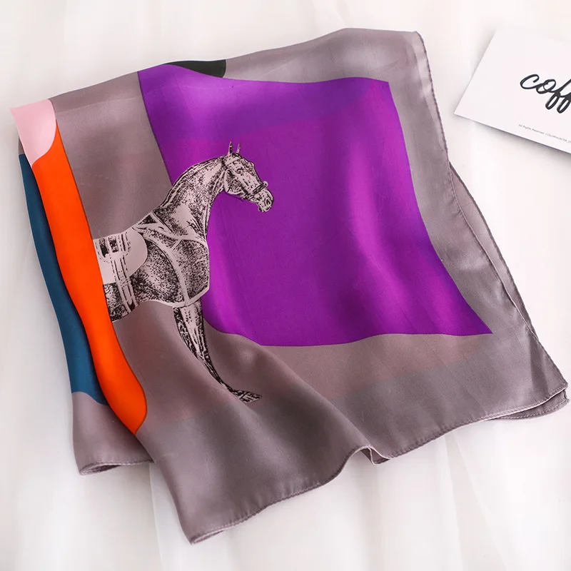purple camel Новые шелковые шарфы, Женский Повседневный Шарф с геометрическим рисунком, квадратный элегантный женский шейный платок для офиса, бандана, шаль 70*70 см - Цвет: purple camel