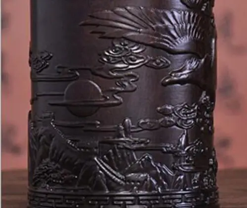 Китай резьба по дереву кисть горшок карандаш ваза украшение для дома Орл