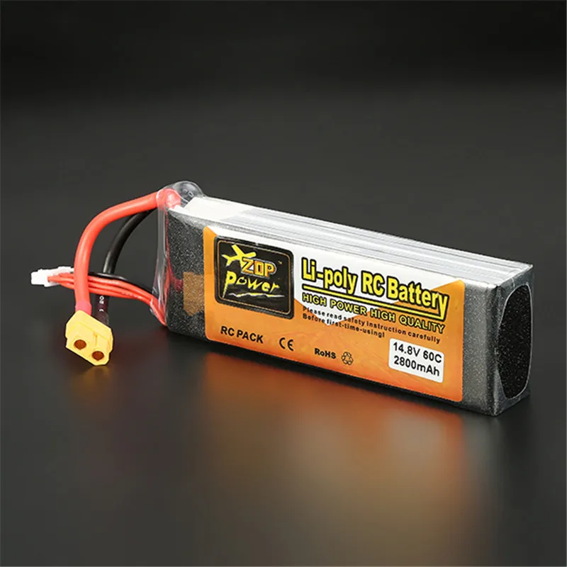 High Quality Reachargeable Lipo Battery ZOP Power 14.8V 2800mAh 4S 60C XT60 Plug For RC Model | Игрушки и хобби