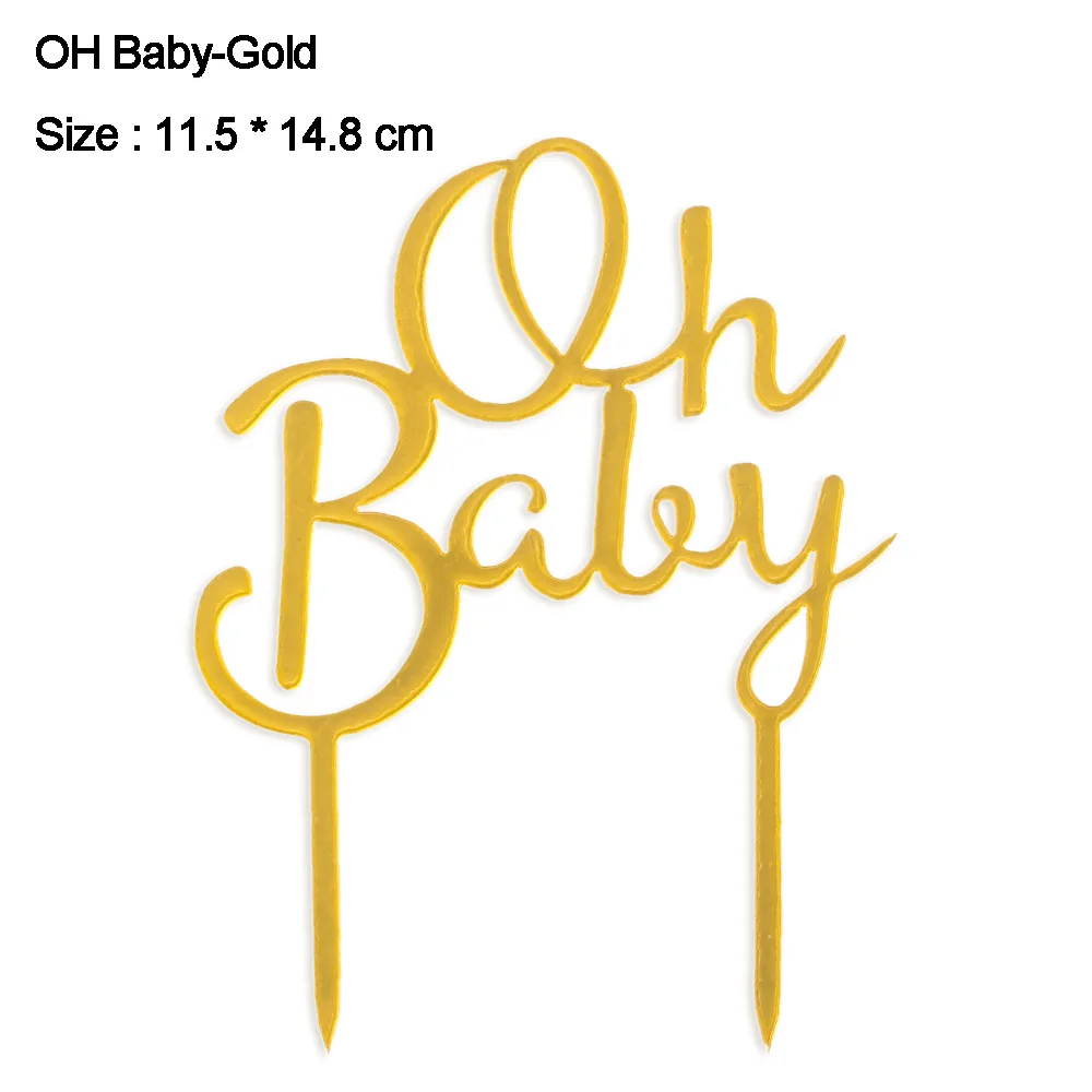 OH Baby-Gold Новинка, 1 шт., золотой, розовый, акриловый «One», «Oh Baby», Топпер для торта, украшение на день рождения, вечеринку, десерт, кексы, инструмент для украшения торта - Цвет: OH Baby-Gold