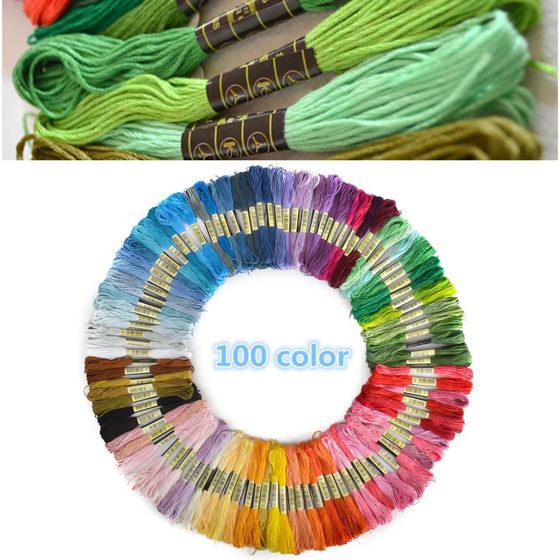 100 шт. смешанные цвета вышивка крестиком хлопок Швейные шпажки нить Набор DIY